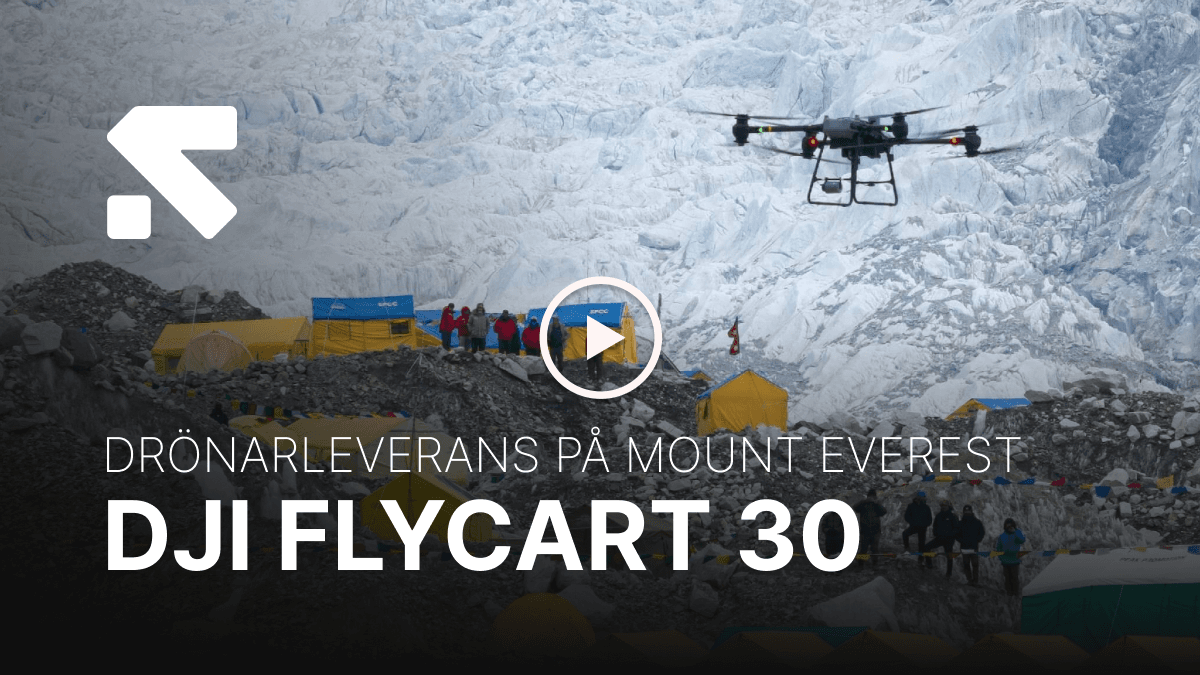 Drönarleverans på Mount Everest med drönaren DJI FlyCart 30 + DJI Mavic 3 Pro flyger till toppen av Mount Everest