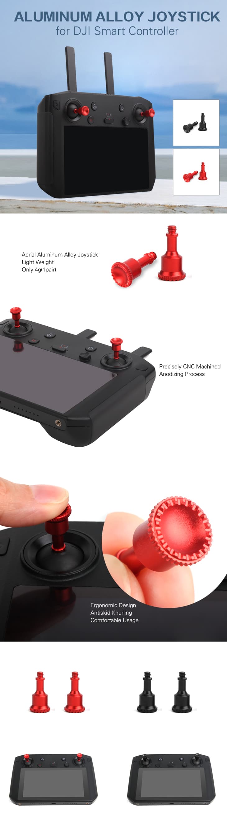 Svarta Styrspakar för Smart Controller