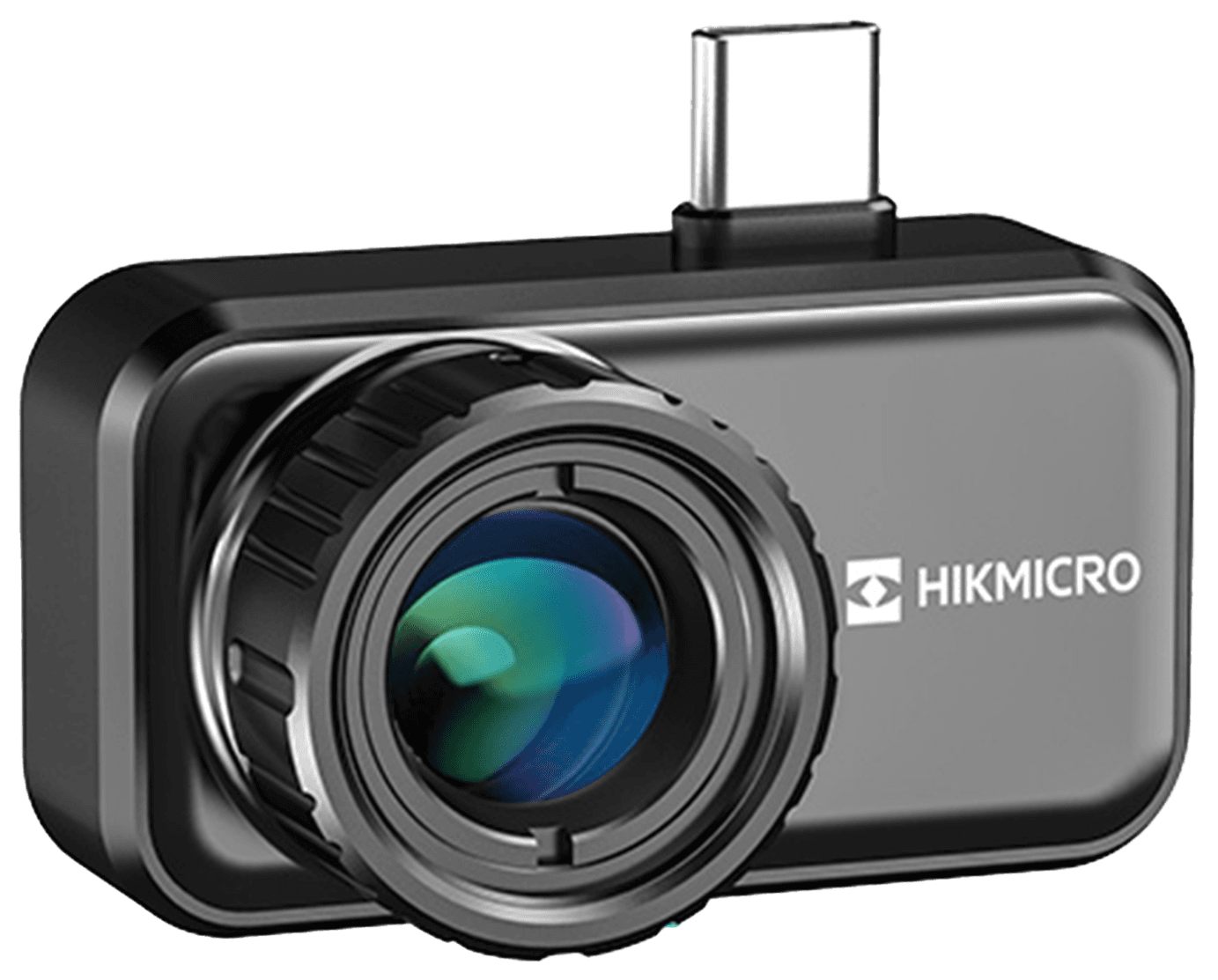 En kompakt termisk kamera med USB-C-anslutning, designad för att enkelt kopplas till mobila enheter.