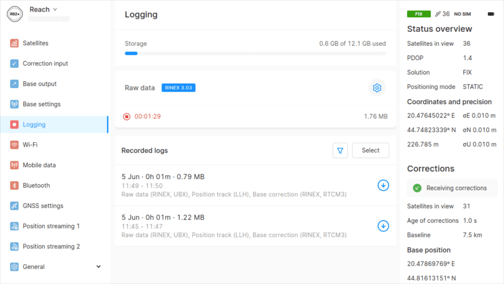 Logs in Reach Panel