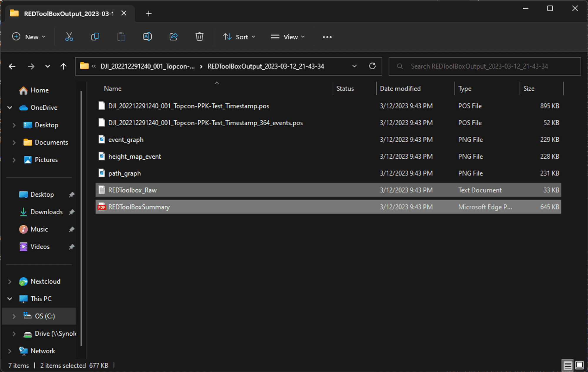 En filutforskare visar innehållet i en mapp med olika filtyper, inklusive POS-filer, PNG-filer och dokument, alla med tidsstämplar från samma datum.